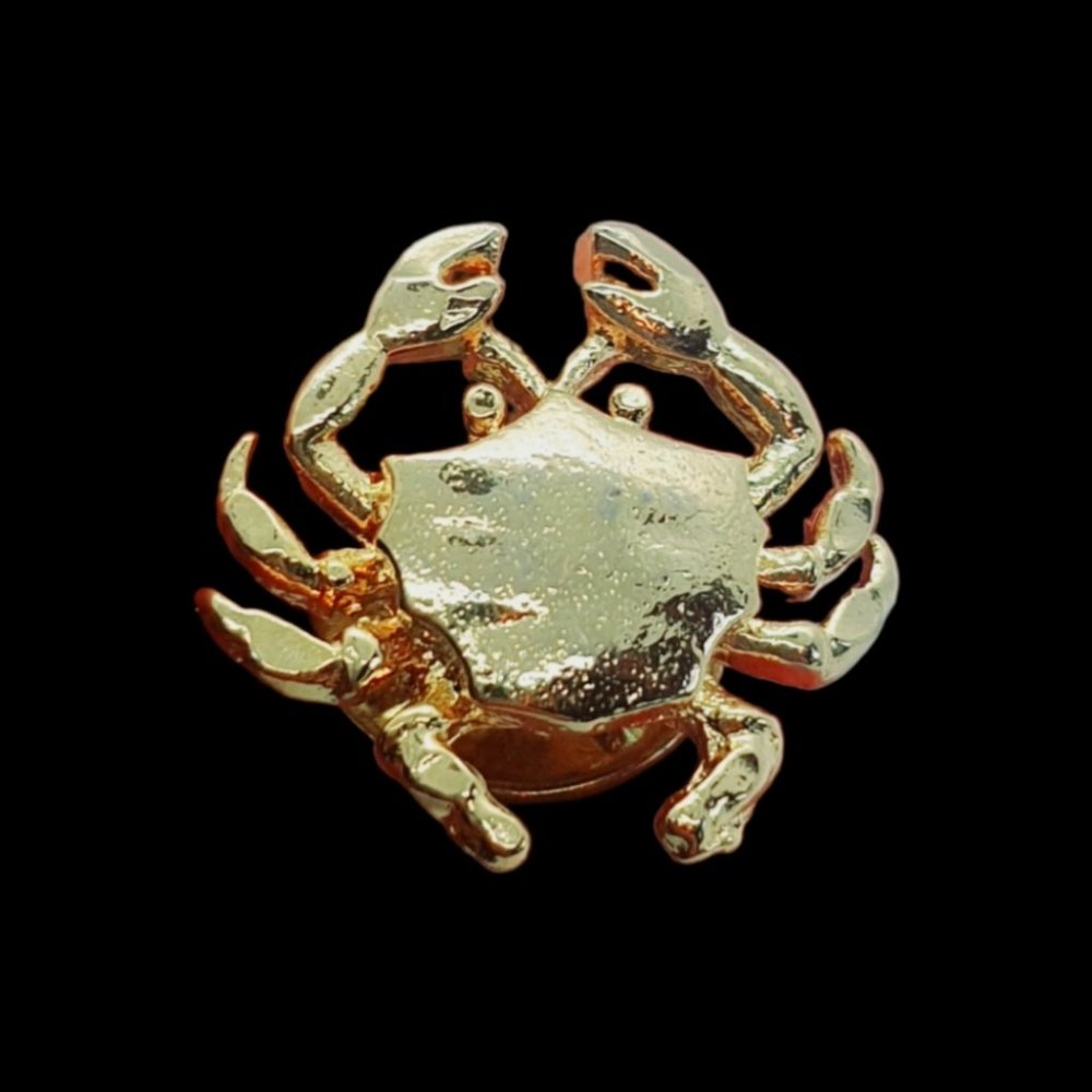 CRAB FIGURAL GOLD CLUTCH PIN BROOCH TIE TACK LAPEL BROACH GOLDTONE VTG Ballou